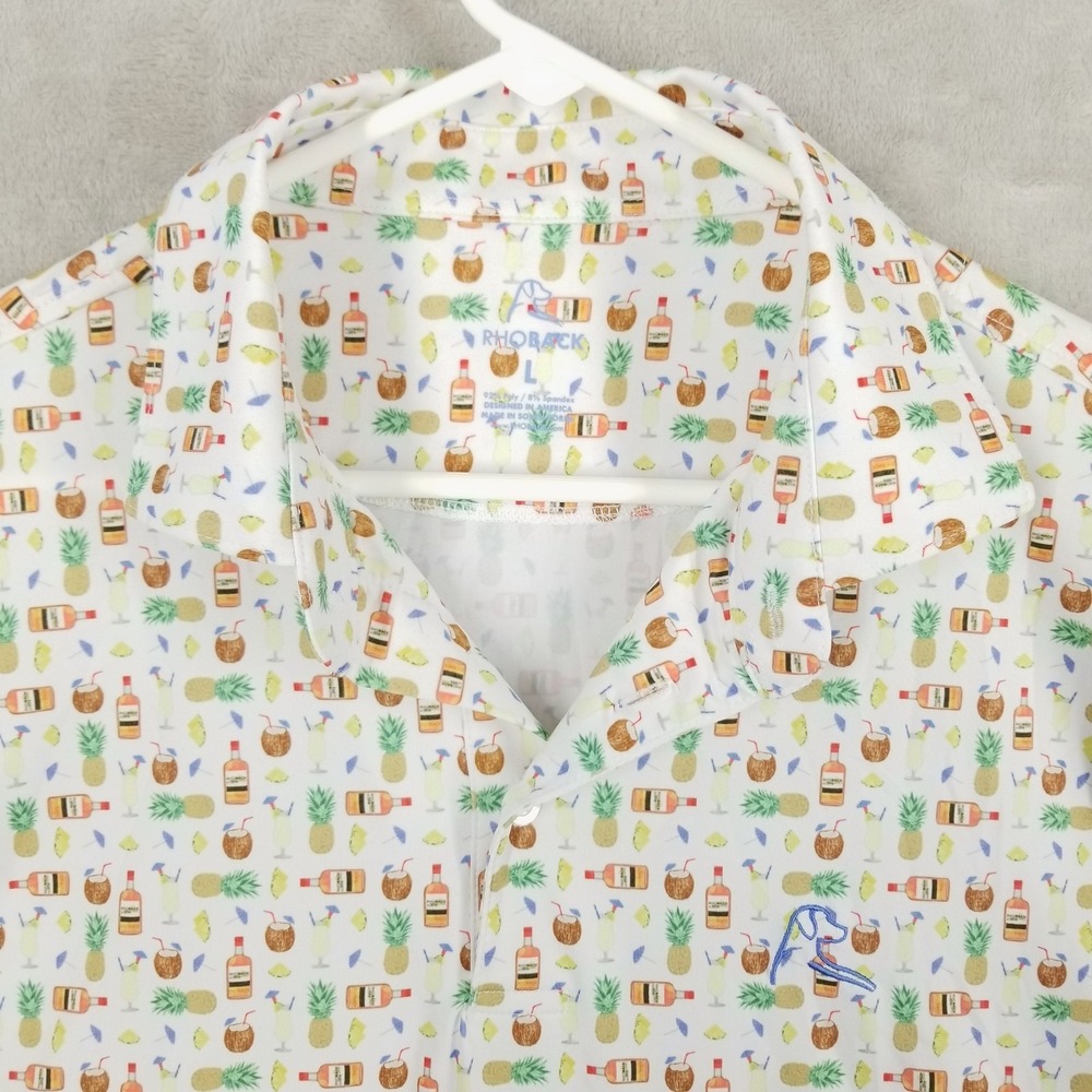 Rhoback Performance Polo The Colada Pina Colada Mens L Multicolor Golf Shirt